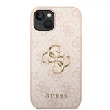 Guess iPhone 14 Plus -kuori, Big Metal Logo, vaaleanpunainen