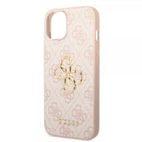 Guess iPhone 14 Plus -kuori, Big Metal Logo, vaaleanpunainen