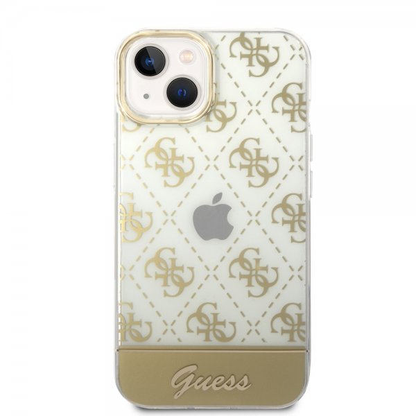 Guess iPhone 14 Plus Kuori Bottom Stripe Script Logo Kulta