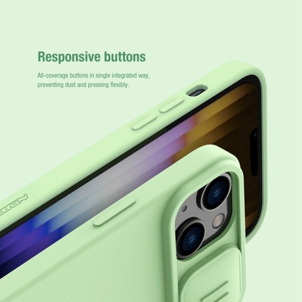 Nillkin iPhone 14 Plus -suojakuori CamShield Silky MagSafe, vihreä