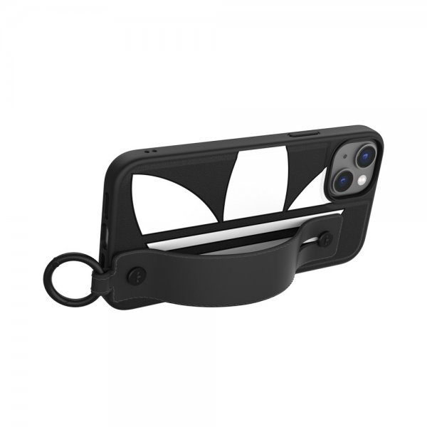 Adidas iPhone 14 Plus kuori Handstrap Case musta valkoinen
