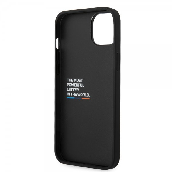 BMW iPhone 14 Plus -kuori, kuusikulmiokuvio, musta