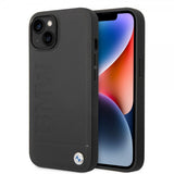 BMW iPhone 14 Plus Kuori Hot Stamp Metallilogo Musta