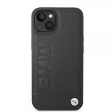 BMW iPhone 14 Plus Kuori Hot Stamp Metallilogo Musta