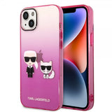 Karl Lagerfeld iPhone 14 Plus -suojakuori Karl & Choupette Gradient Pink