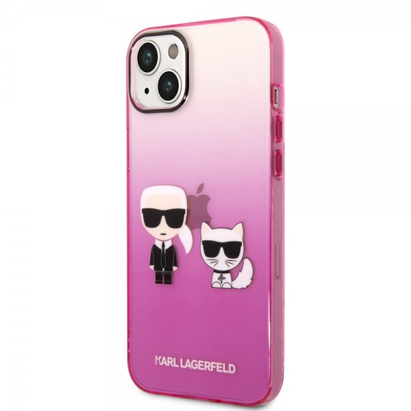 Karl Lagerfeld iPhone 14 Plus -suojakuori Karl & Choupette Gradient Pink