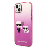 Karl Lagerfeld iPhone 14 Plus -suojakuori Karl & Choupette Gradient Pink