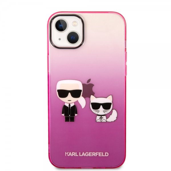 Karl Lagerfeld iPhone 14 Plus -suojakuori Karl & Choupette Gradient Pink