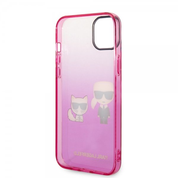 Karl Lagerfeld iPhone 14 Plus -suojakuori Karl & Choupette Gradient Pink