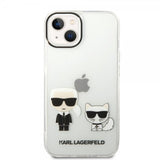 Karl Lagerfeld iPhone 14 Plus -suojakuori Karl & Choupette Gradient White