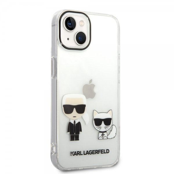 Karl Lagerfeld iPhone 14 Plus -suojakuori Karl & Choupette Gradient White