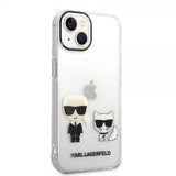 Karl Lagerfeld iPhone 14 Plus -suojakuori Karl & Choupette Gradient White