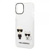 Karl Lagerfeld iPhone 14 Plus -suojakuori Karl & Choupette Gradient White
