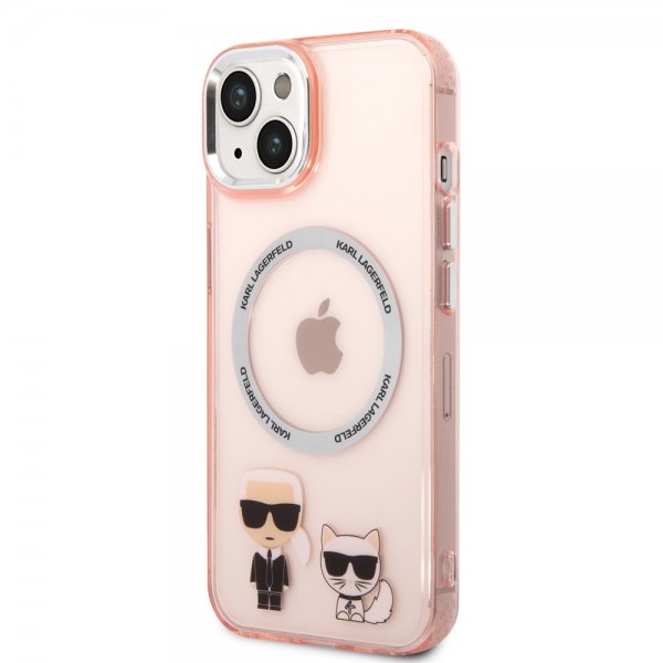 Karl Lagerfeld iPhone 14 Plus -kuori Karl & Choupette MagSafe, pinkki