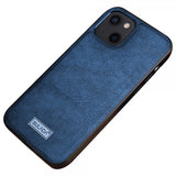 Sulada iPhone 14 Plus -kuori, nahkakuvioitu, sininen