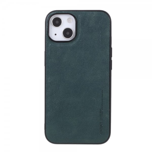 X-Level iPhone 14 Plus -suojakuori, nahkatekstuuri, vihreä