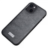 Sulada iPhone 14 Plus -kuori, nahkakuvioitu, musta