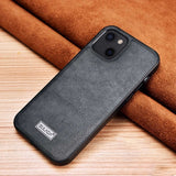 Sulada iPhone 14 Plus -kuori, nahkakuvioitu, musta