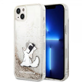 Karl Lagerfeld iPhone 14 Plus -suojakuori Liquid Glitter Choupette Kulta
