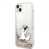 Karl Lagerfeld iPhone 14 Plus -suojakuori Liquid Glitter Choupette Kulta