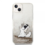 Karl Lagerfeld iPhone 14 Plus -suojakuori Liquid Glitter Choupette Kulta