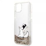 Karl Lagerfeld iPhone 14 Plus -suojakuori Liquid Glitter Choupette Kulta