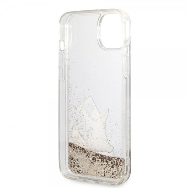 Karl Lagerfeld iPhone 14 Plus -suojakuori Liquid Glitter Choupette Kulta