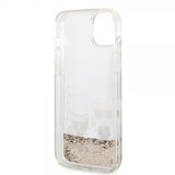 Karl Lagerfeld iPhone 14 Plus -kuori Liquid Glitter Karl & Choupette Gold