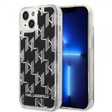 Karl Lagerfeld iPhone 14 Plus -suojakuori, Liquid Glitter Monogram, musta
