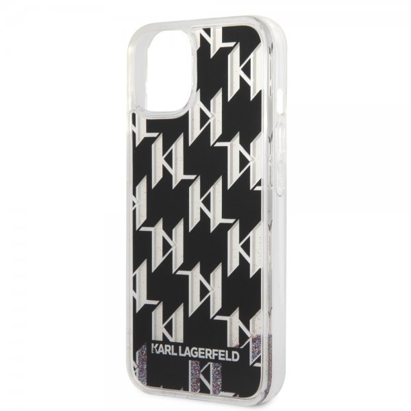 Karl Lagerfeld iPhone 14 Plus -suojakuori, Liquid Glitter Monogram, musta