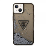 Guess iPhone 14 Plus -kuori Liquid Glitter Translucent, musta