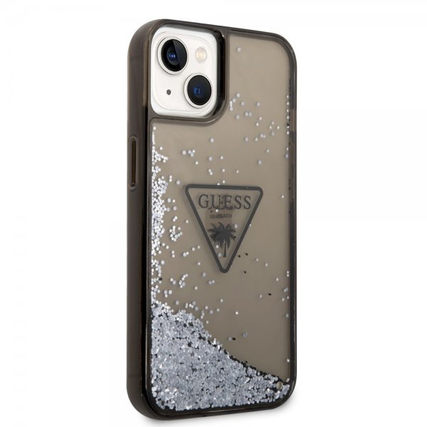 Guess iPhone 14 Plus -kuori Liquid Glitter Translucent, musta