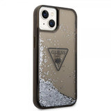Guess iPhone 14 Plus -kuori Liquid Glitter Translucent, musta