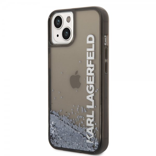 Karl Lagerfeld iPhone 14 Plus -suojakuori, Liquid Glitter, läpikuultava, musta