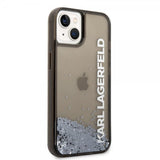 Karl Lagerfeld iPhone 14 Plus -suojakuori, Liquid Glitter, läpikuultava, musta