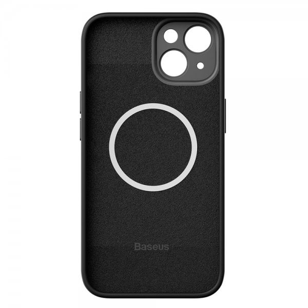 Baseus iPhone 14 Plus -kuori, Liquid Silica Gel MagSafe, musta