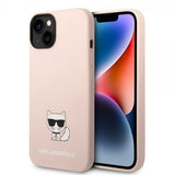 Karl Lagerfeld iPhone 14 Plus -suojakuori, Liquid Silicone Choupette, vaaleanpunainen