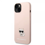 Karl Lagerfeld iPhone 14 Plus -suojakuori, Liquid Silicone Choupette, vaaleanpunainen