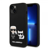 Karl Lagerfeld iPhone 14 Plus -kuori Liquid Silicone Karl & Choupette MagSafe, musta
