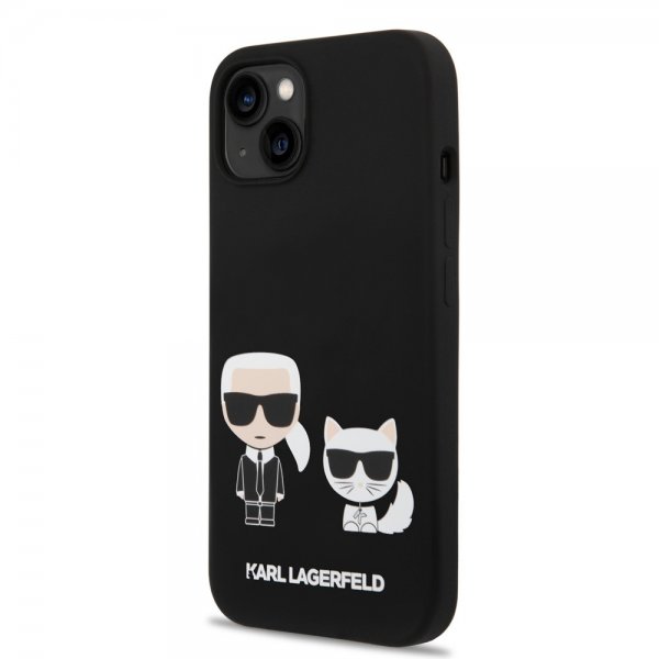 Karl Lagerfeld iPhone 14 Plus -kuori Liquid Silicone Karl & Choupette MagSafe, musta