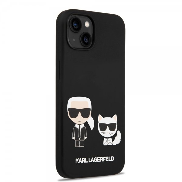 Karl Lagerfeld iPhone 14 Plus -kuori Liquid Silicone Karl & Choupette MagSafe, musta
