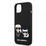 Karl Lagerfeld iPhone 14 Plus -kuori Liquid Silicone Karl & Choupette MagSafe, musta