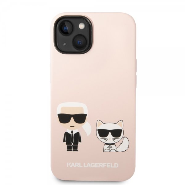 Karl Lagerfeld iPhone 14 Plus -suojakuori Liquid Silicone Karl & Choupette Pink