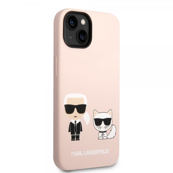 Karl Lagerfeld iPhone 14 Plus -suojakuori Liquid Silicone Karl & Choupette Pink
