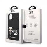 Karl Lagerfeld iPhone 14 Plus -kuori Liquid Silicone Karl & Choupette Musta