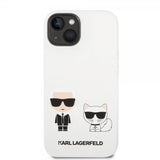 Karl Lagerfeld iPhone 14 Plus Kuori Liquid Silicone Karl & Choupette Valkoinen