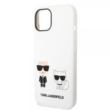Karl Lagerfeld iPhone 14 Plus Kuori Liquid Silicone Karl & Choupette Valkoinen