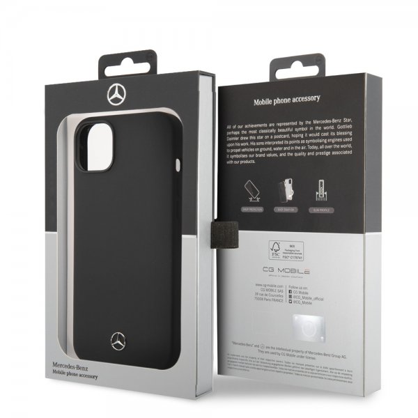 Mercedes Benz iPhone 14 Plus Kuoret Liquid Silicone Musta