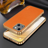 Sulada iPhone 14 Plus -kuori, litsikuvioitu, pinnoitetut reunat, oranssi