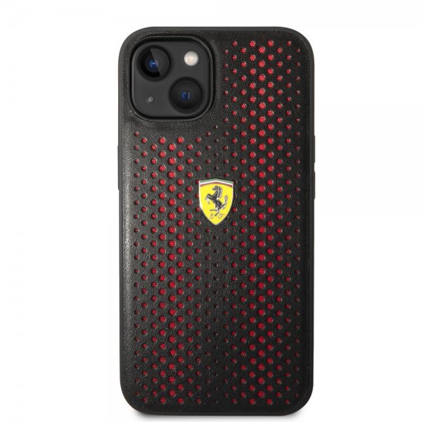 Ferrari iPhone 14 Plus Kuori Logo Rei'itetty Punainen